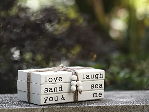 Love Laugh Sand & Sea You and Me Book Decor-Modern Farmhouse Decorative Book Stack for Coffee Table-Center Table Decorations for Living Room-Housewarming Gifts - color: Love-Laugh, Sand-Sea, You & Me