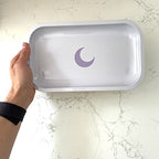 Brando Moon Medium Metal Jewelry Tray - Lightweight Makeup Tray - Curved Edges & Smooth Surface - 10.5 x 6.25” Decorative Tray for Bathroom, Home Décor, Perfume, Candle, Keys Tray