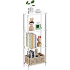 Clear Acrylic Narrow Side Table for Small Spaces, 15.75" L x 7.87" W x 38.7" H, 4 Tier Rectangle Slim End Table Nightstand, Small Mini Skinny Bedside Table for Bedroom, Bathroom, Living Room - size: 4 Tier 1-Pack