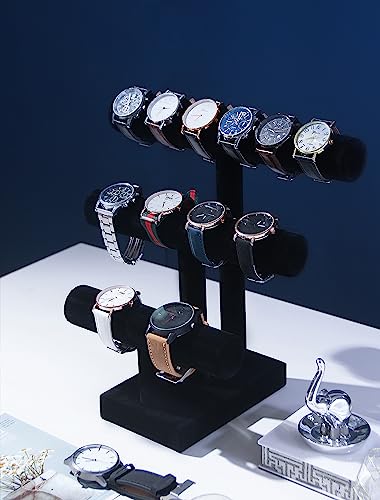 Coward 3 Tier Bracelet Holder Jewelry Display Stand, Necklace Display Holder, Watch Hair Ties Stand, Hairband Jewelry Organizer for Home or Store Show (Black Velvet) - color: Black, size: 3 Tier