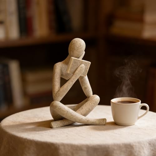 Bookshelf Decor, Coffee Table Decor, Library Decor Sculptures - Abstract Thinker Statue, Resin Modern Art Sculptures for Living Room, Office Desk, Home Decor (Beige(B)) - color: Beige(b)