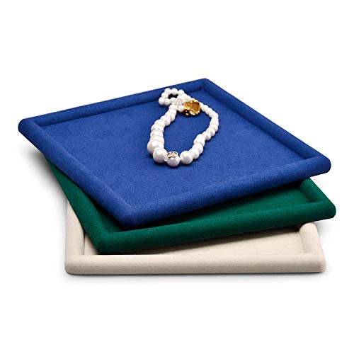 Oirlv Top Microfiber Jewelry Tray Square Nightstand Organizer Rings Earrings Necklace Trinket Storage Tray Showcase Jewelry Display (Beige) - color: Beige