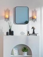 Sziqiqi Wall Candle Holder Black: Wall Candle Sconces Set of 2 for Pillar - Modern Sconces Decor for Living Room Bedroom Bathroom Fireplace Shelf