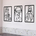 CHENGU 3 Pieces Metal Minimalist Abstract Woman Wall Art Line Drawing Wall Art Decor Single Line Female Home Hanging for Kitchen Bathroom Living Room - style: Bath Style