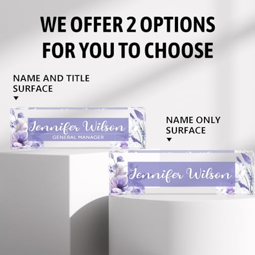 Name Plate for Desk, Personalized Office Decor for Women and Men, Acrylic Accessories, Employee Appreciation Gifts for Boss, Manager, Teacher, Nurse - color: Flower 8