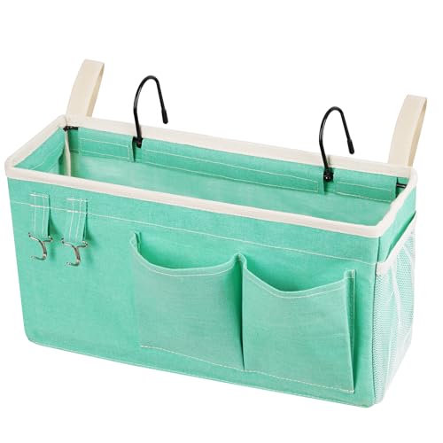 Loghot Bedside Caddy/Bedside Storage Bag Hanging Organizer for Bunk and Hospital Beds,Dorm Rooms Bed Rails,Can be Placed Glasses,Books,Mobile Phones,Keys (Green) - color: 1pc Light Blue