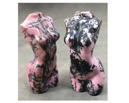 Natural Rhodonite Crystal Female Model Figurine Hand Carved Body Sculpture Statue Gemstone Small Figurine Reiki 3 Inch Home Office Decor Ornaments 100-150 Grams - color: Rhodonite