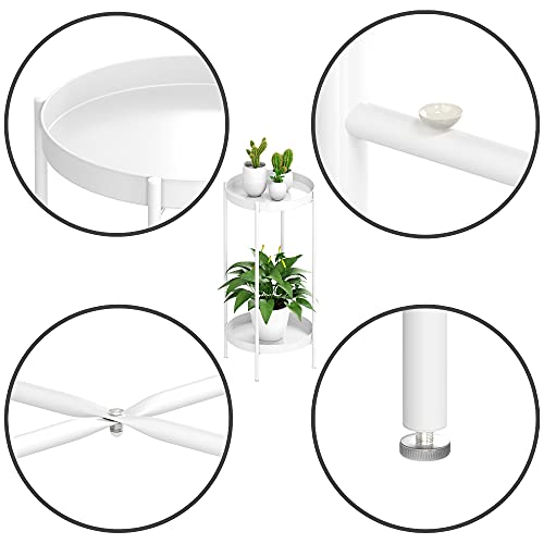 OVICAR Plant Stand Indoor Outdoor - Metal Flower Pot Holder Table Tall Potted Rack Organizer Rustproof Plant Display Shelf For Home Garden Patio Balcony Office Living Room Bathroom Corner (White) - color: White