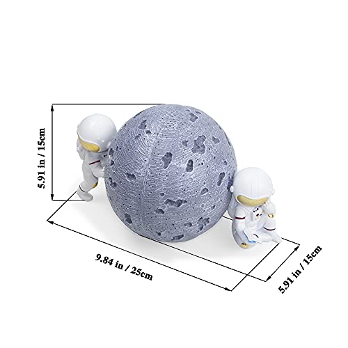 Heavy Duty Astronaut Bookends, Space-Themed Book Ends for Kids Room & Nursery Decor, Gray Moon Book Stoppers to Hold Books, Decorative Bookends for Shelves, Ideal for Boys and Girls - color: Gray