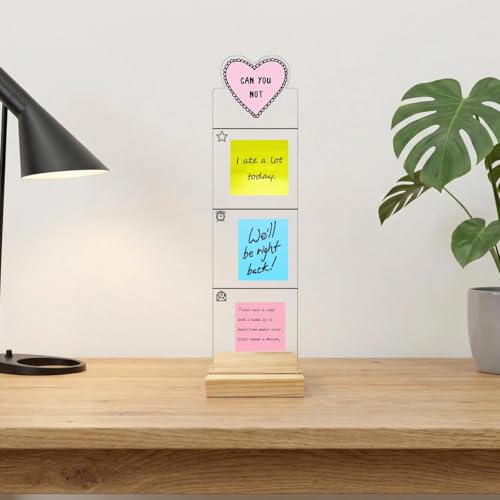 Monitor Memo Board Computer Monitor Memo Board Sticky Note Organizer Heart Acrylic Desk Accessories Removable Wooden Base Set Sticky Notes 100 Sheets 11.8×3.1 inches - color: Heart