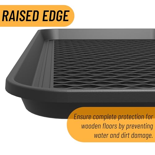 Ottomanson Multipurpose All Season Boot Tray Mat, Reusable Pee Pad For Dogs, 15" x 30" - color: Black, size: 1'3" x 2'6" (Tray)