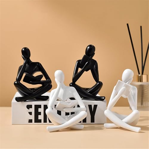 Style-A White, Creative Abstract Thinker Bookend for Home Aesthetic, Study, and Wine Cabinet – Stylish Shelf Decor Accent and Thoughtful Gift for Living Room, Bar, or Coffee Shop - color: Reader-white-a