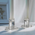 12pcs Taper Candle Holders, Glass Crystal Candlestick Holders Bulk, Clear Candle Holders for Dining Table Centerpiece - color: Transparent