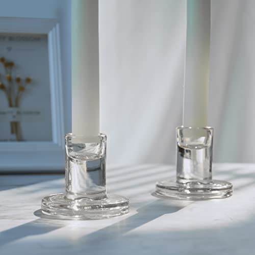 4pcs Taper Candle Holders, Glass Crystal Candlestick Holders Bulk, Clear Candle Holders for Dining Table Centerpiece - color: Transparent 4pcs