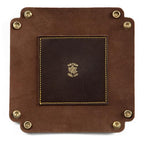 USA Handmade Premium Leather Valet Tray, Folds Flat! Dice Rolling Basket and Organizer with Brass Rivets (Brown Gold, Medium) - color: Brown Gold, size: 5" x 5" x 2"
