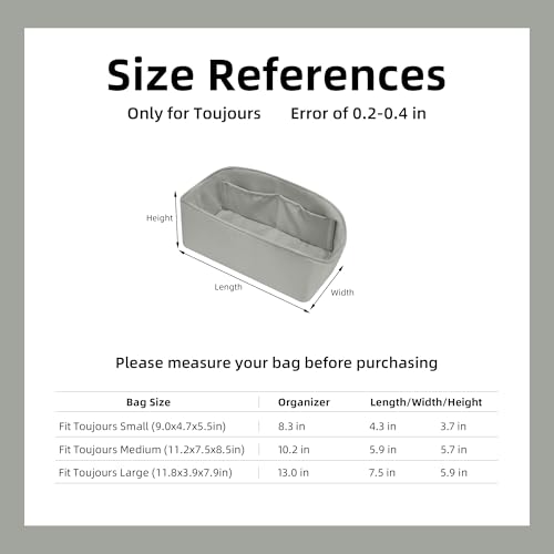 DGAZ Silk Purse Organizer Insert Fits Dior Toujours Bags，Silky Smooth Bag Organizer，Luxury Handbag & Tote Shaper(Peral Grey,Toujours L) - color: Peral Grey, size: Large