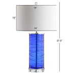 JONATHAN Y 27.5" Cobalt Modern Fused Glass Table Lamp Set of 2 for Bedroom Living Room, Coastal Nightstand Bedside Lamp with White Linen Shade, LED Bulbs Included (JYL4017D-SET2) - color: Cobalt