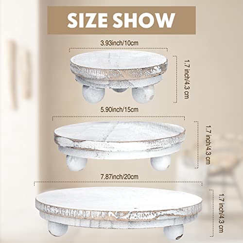 Amyhill 3 Pcs 8/6/4 Inch Wooden Risers for Display Wood Pedestal Stand Mini Tray Stand Round Wooden Pedestal Holder Rustic Riser for Decor Tiered Tray Decor Home Kitchen(Washed White) - color: Washed White, size: 8/6/4 Inch