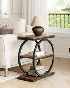 LITTLE TREE End Table, 3-Tier Side Table, Slim Sofa Side Table for Living Room, Tall Bedside Table Nightstand for Bedroom, Rustic Brown and Black - color: Rustic Brown