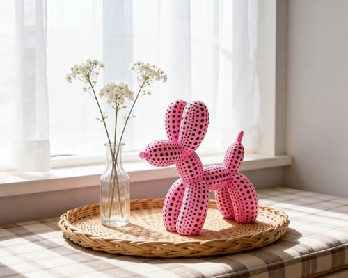 Balloon Dog Statue Decor Polka Dot Dog Cool Stuff to Put on Shelves, Hot Pink Balloon Dog Statue Decoration Fun Paperweight, 5 inch Versatile Color Options - color: Pink