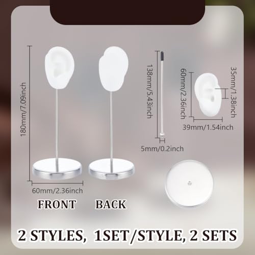 UNICRAFTALE 1 Set Ear Shaped Earring Display Stand White Piercing Stud Holder Silicone Earring Model Organizer with Round Base Ear Shape Jewelry Organizer Holder for Women Earring Storage - color: White