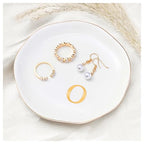ProCase Ceramic Jewelry Tray, Initial Ring Dish Trinket Plate Engagement Gift, Small Personalized Monogram Ring Bowl for Wedding, White Decorative Jewelry Holder for Women Vanity -Letter O - style: O