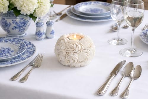 Handmade Seashell Rose Candle Holder, Natural White Shell Tealight & Votive Holder, Coastal Beach House Decor, 2 Sizes (Small (3.5 in Diameter)) - size: Small (3.5 in diameter)