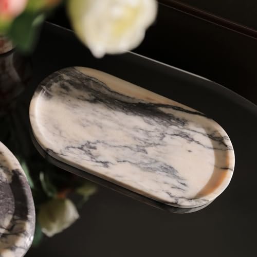 Natural Marble Cloud Shape Jewelry Tray, Key Tray for Entryway Table, Jewelry Dish Trinket Tray for Home Décor, Ring Holder for Women Gift, DAEBFC (10"(25cm) X 5"(12.5cm)) - size: 10"(25cm) X 5"(12.5cm)