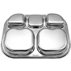 Korean Stainless Steel Divided Plates for Toddlers, Kids, Babies, Premium 304, Electro-Polished, No Black Residue, BPA-Free, 5-Compartment Food Tray, Camping, Picky Eaters, Set of 2 - size: 5 Compartments