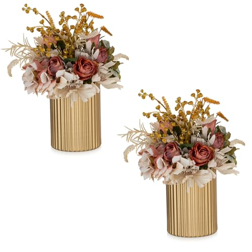 NUPTIO Gold Vases for Centerpieces Wedding: 2 Pcs 5.1 inch Metal Flower Vase Flowers Stand Wedding Centerpieces for Tables Centerpiece Table Decorations - color: Gold-2#, size: 5.1"-2pcs