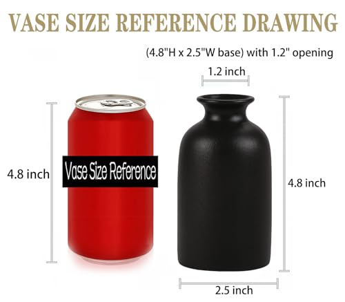Ceramic Black Small Vase, Dry Flower Vases Minimalism Style for Modern Table Shelf Fit Fireplace Bedroom Kitchen Living Room Home Decor (Black, Small) - color: Black, size: Small