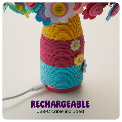 Dan&Darci Light Up Button Flower Craft Kit - Crafts for Kids Ages 4-8 - Arts & Crafts Gift for Girls - Activities for Kid Age 6-8 Girls - 5 Year Old Girl Gift Toys - Birthday Gifts for 5 6 7 8 Years