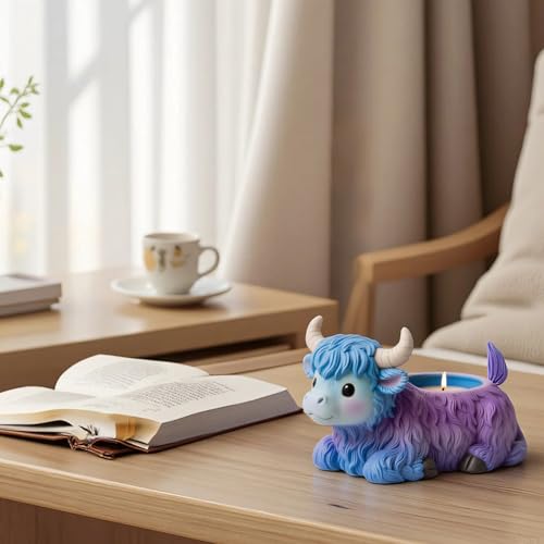 1Pc Highland Cow Flowerpot Resin Silicone Mold 3D Cow-Shaped Candle Epoxy Casting Mold for DIY Home Decoration Candlesticks Organizers Pen Holders Plaster Art Crafts Beginner Craft Materials - color: Highland Cow Resin Mold