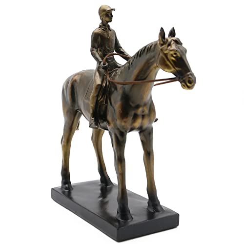 Lukitas Horse Rider Statues and Sculptures, Racing Figurine Home Decor, Equestrian Gift for Horse Lovers, Horseback Riding Ornament, Resin 10.5''