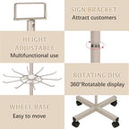 Retail Display Stand Store Display Rack 5 Tier Metal Spinning Display Stand Rack with Wheels Keychain Jewelry Stocking Hat Display Stand with Hooks for Malls, Showroom, Retail Store (Grey) - color: Grey