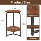 YINMIT Plant Stand Indoor, 2 Tier Small Plant Stand, Metal Wood Plant Shelf Holder, Corner Flower Pot Stands for Balcony Garden Patio Living Room, Rustic Brown Flower Stand for Indoor Plants