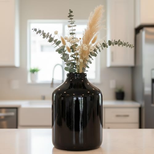 Sunddo Black Ceramic Vase, 8 Inch Large Modern Vases Home Decor - Minimalist Decorative Vase for Centerpieces, Living Room, Easter Table, Bathroom Decorations, Outdoor, Coffee Table Decor - color: Black, size: 8 inch