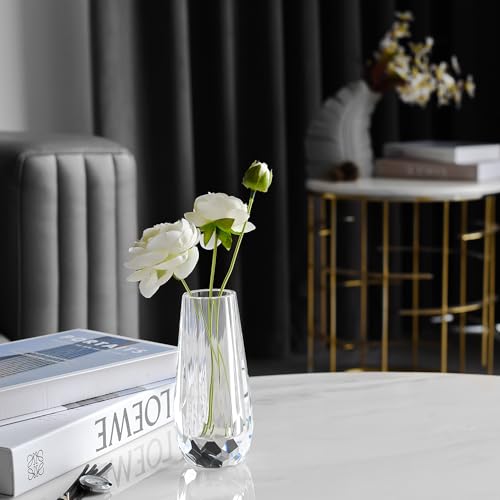 Small Crystal Flower Bud Vase Decorative Vase for Home or Dinner Table Outline Dimensions W2.8 x H5.9 with Gift Box - size: 7x15cm
