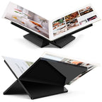 Acrylic Book Stand Large Black Acrylic Book Holder, 12.5" x 9.5" x 5.7", Open Book Holder Stand for Display and Reading Cookbooks, Art Books, Bibles, Magazines - Home and Office (Black, Large) - color: Black, size: Large