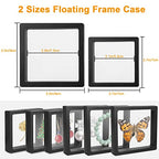 Linkstyle 10PCS 3D Floating Frame Display Stand, Challenge Coins Display Holder Case, Jewelry Specimen Medallions Storage Box Suspension Frame - size: 3.5×3.5in, 2.7×2.7in