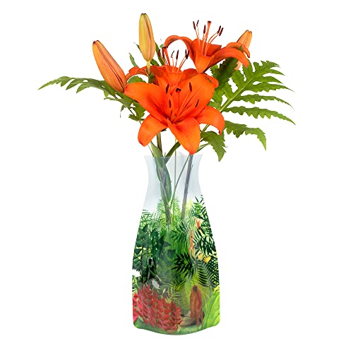 MODGY Collapsible and Expandable Flower Vase Plastic Decorative Modern Centerpieces Dining Table Decor Living Room Bathroom Wedding Office, Rousseau Monkeys - style: Rousseau Monkeys
