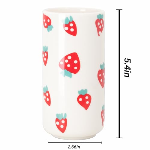 Tnstbiee Cute Ceramic Strawberry Vase - Unique Centerpieces for Tables - Funky Flower and Fruit Decorative - Colorful Girly Home Decor - Aesthetic Modern Design for Summer Decoration - color: Strawberry Vase