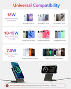 Magnetic Wireless Charger for iPhone, 15W Phone Charger Stand for iPhone/Samsung/Google(Matt Black) - color: Matt Black