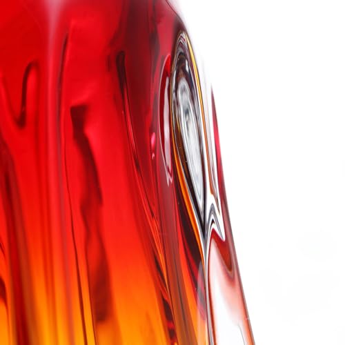 Luxury Lane Hand Blown Laine Sommerso Art Glass Vase for Home Decor 10 inch Tall Centerpiece Table Decoration - color: Gold & Red Ombre, size: 10" tall
