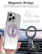 EWA MagOne 3rd Gen [Compatible with MagSafe] Phone Grip Stand with Finger Strap, Removable Magnetic Ring Holder Kickstand Loop for iPhone 17,16,15,14,13,12 Series (Purple) - color: Purple