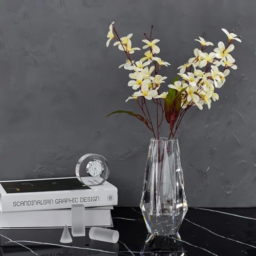 kitCom Modern Crystal Vase, 7 x 4 Inches, Transparent, Oval, Love, Glossy Finish, Arranges Flowers, Handmade, Multi-faceted, Secure Packaging, Half-Year Warranty, Luxury Gift - size: 7 x 3.94 x 3.94 Inches