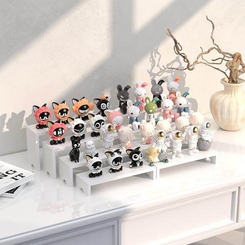4 Set White Wood Tiered Riser Display Stands for Vendor Events,Stackable Wooden Cupcake Stand,Farmhouse Decor Wood Dessert Table Display Set,Vendor Booth Display Items,Food Display Risers for Party - color: White, size: 4 PACK