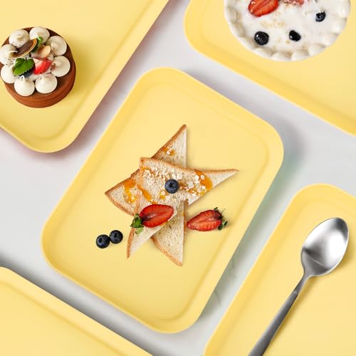 Yellow Plastic Serving Platters and Trays,Serving Dishes for Entertaining,Rectangular Platters for Serving Food, Appetizer Serving Trays for Snacks,Charcuterie,Chips,Candy,Fruit,Sushi - color: Tray-s-2pack-milk Yellow