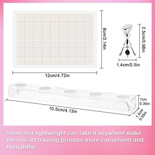 Nail Stand Acrylic Nail Art Display Stand Magnetic Nail Tips Practice Holder 54 Pcs Reusable Adhesive Putty for DIY Painting Nails Stand kit (silver) - color: silver