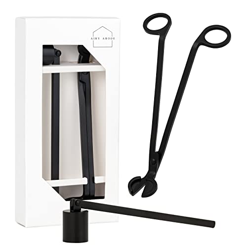Airy Abode Candle Wick Trimmer and Candle Snuffer Accessory Set – Pick Your Color - color: Black